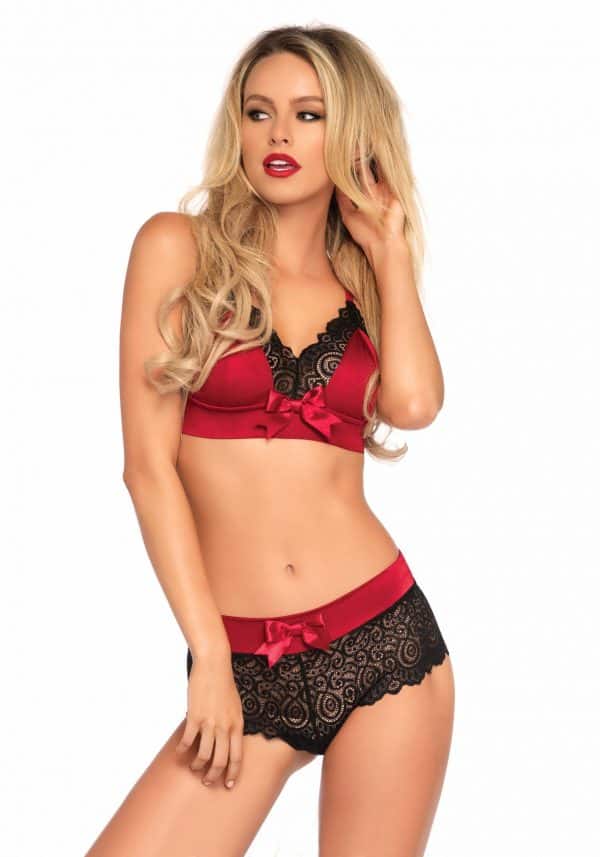 Bra & Panty (schwarz/rot)