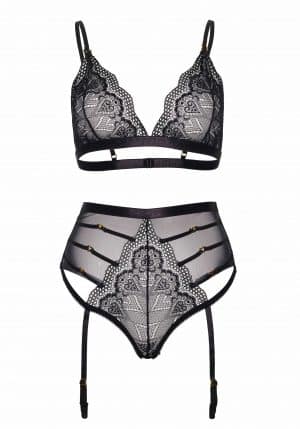 Lace Bralette & Panty (schwarz)