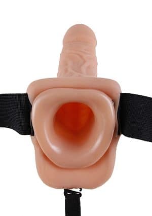 Hollow Silicone Strap On with Balls 7" (skin)