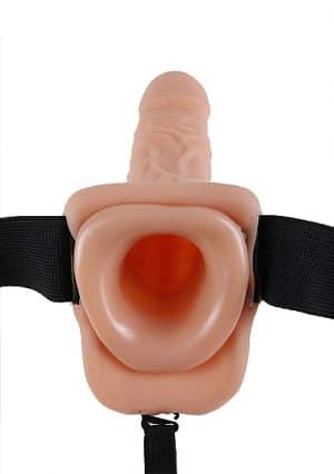 Vibrating Silicone Strap On with Balls 7" (skin)