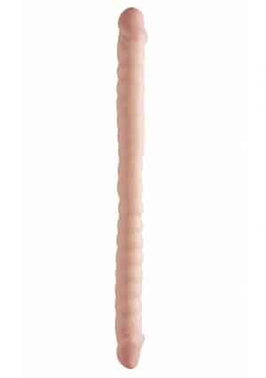 Basix Ribbed Double Dong 18" (Flesh)