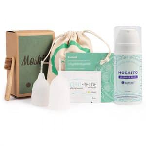 Deluxe Menstruationstassen-Set MOSKITO mit 2 Menstruationstassen & Reinigunsseife