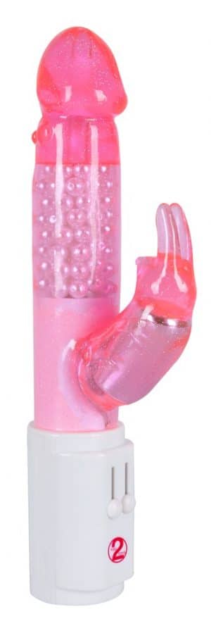 Rabbitvibrator „Sparkling Clear Rabbit“ mit rotierenden Massagekugeln