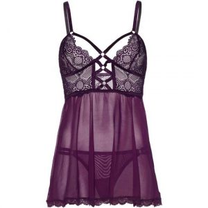 Mesh Babydoll mit String Purple (S/M)