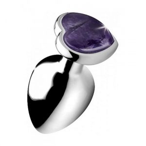 Analplug mit herzförmigem Amethyst Edelstein (Groß)