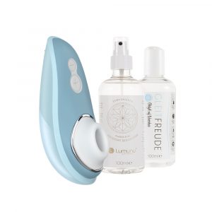 Womanizer "Liberty" + Gleitgel & Toy Cleaner (Powder Blue)