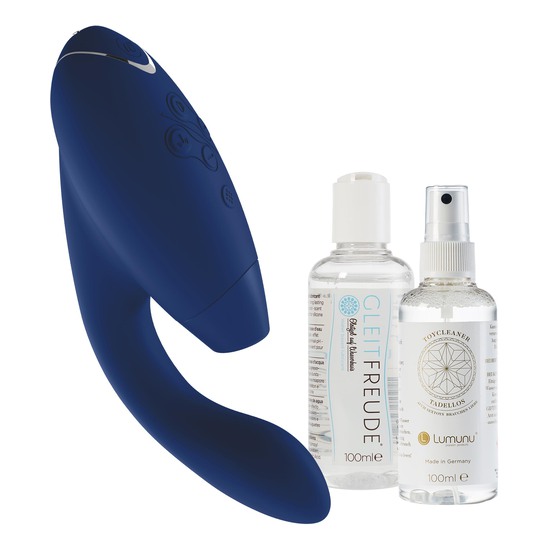 Womanizer "DUO" (Blueberry) + Gleitgel & Toy Cleaner