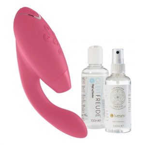 Womanizer "DUO" (Raspberry) + Gleitgel & Toy Cleaner