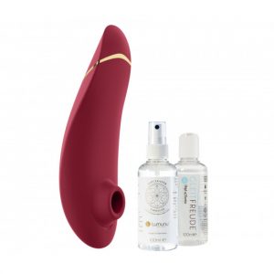 Womanizer "Premium 2" (rot) + Gleitgel & Toy Cleaner