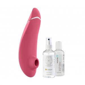 Womanizer "Premium 2" (pink) + Gleitgel & Toy Cleaner